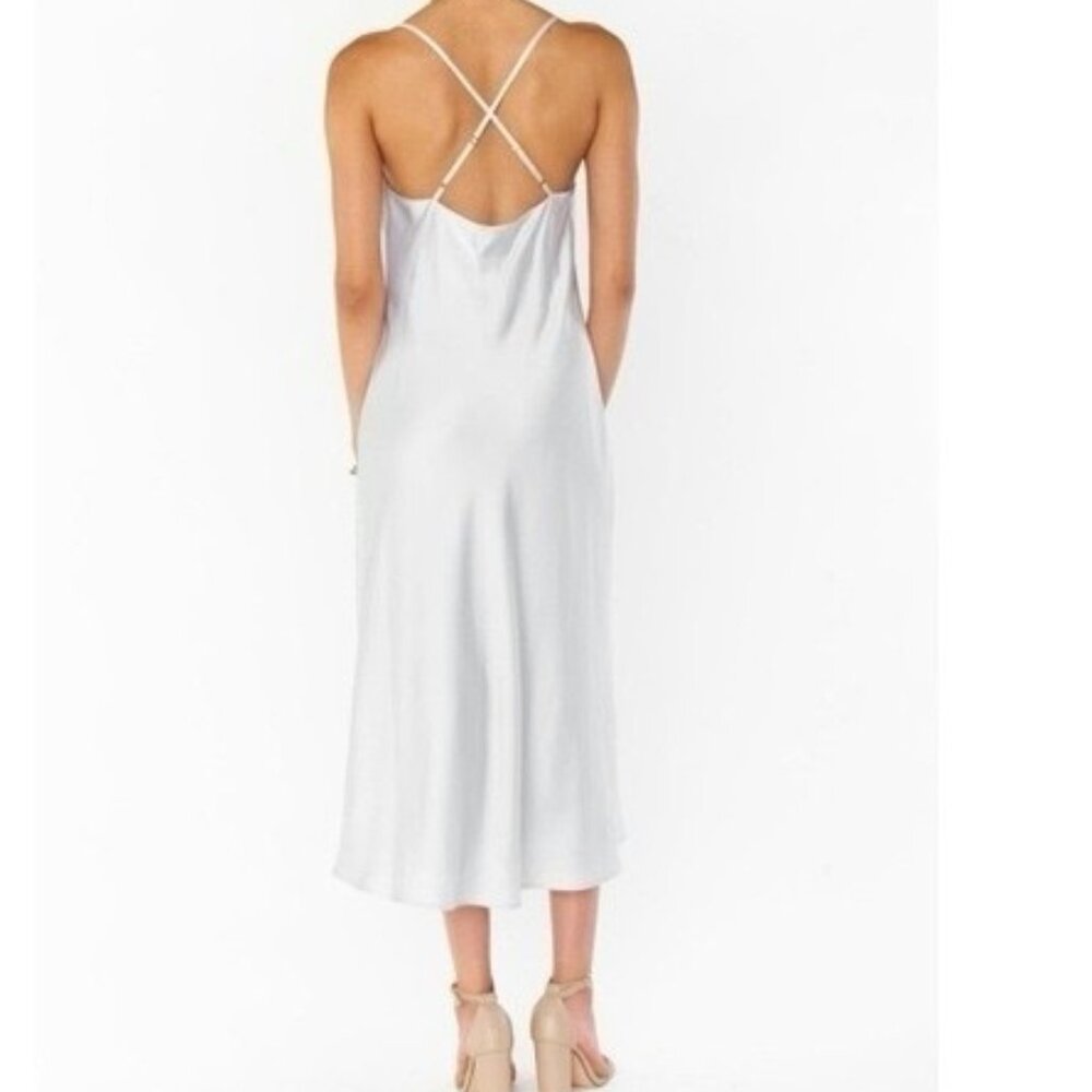 Show Me Your Mumu Silver Luxe Satin Verona Cowl Dress Size Small New NWT - Picture 2 of 3